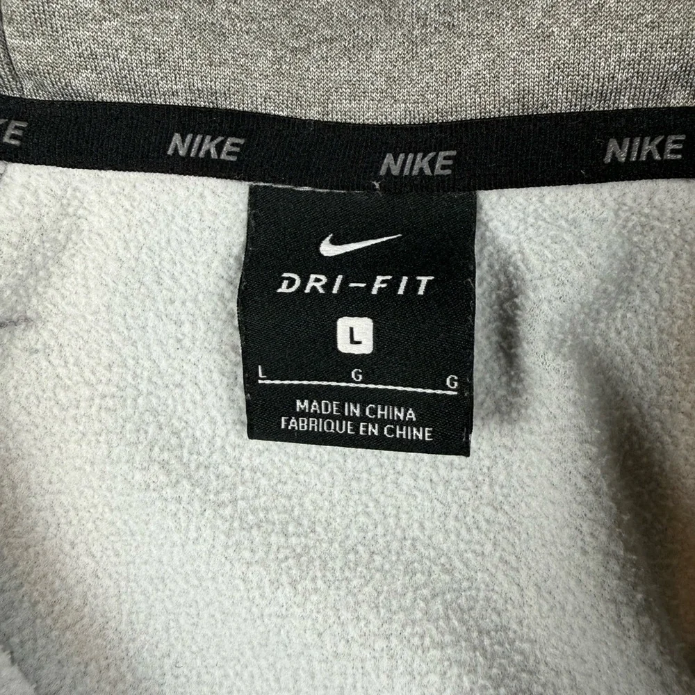 Nike Dri-Fit Hoodie Men's L Heather Grey Setin‎ Logo Print Long Sleeve Full Zip